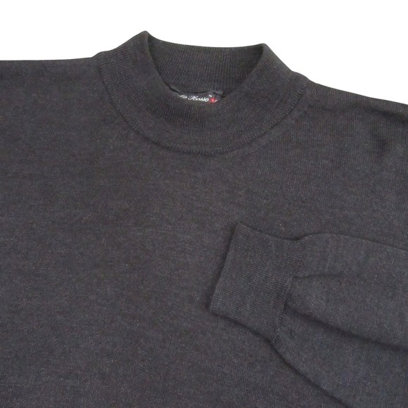 Giglio Rosso Mens Pullover Sweater L Gray Mock Neck Tight Knit Made In - Picture 1 of 8